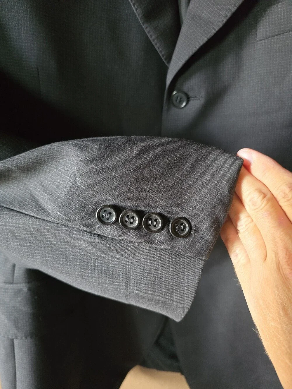 Canali Black Wool Sport Coat Blazer Single Breasted Size 54 R